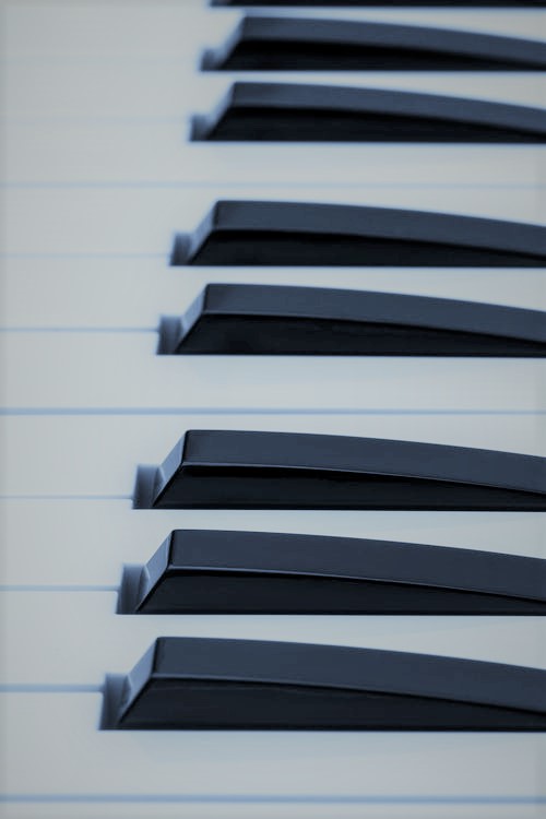 A closeup of piano keys